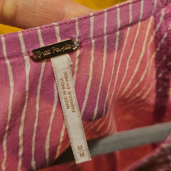 Free People AnotheSpecial Day M Pink Boho Embroidered Raw‎ hems Tunic Oversized - Picture 4 of 15